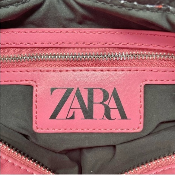 NWT Zara quilted nylon puffer pink mini bag - Picture 8 of 12